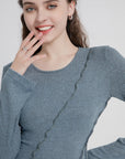 Round Neck Irregular Cu Long Sleeve Dress