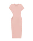 Round Neck Pleated Slit Side Short Sleeve Maxi Dress