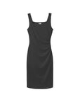 Icy Touch Ruched Side Square Neck Form Fitting Midi Dress
