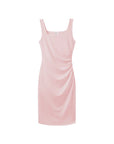 Icy Touch Ruched Side Square Neck Form Fitting Midi Dress