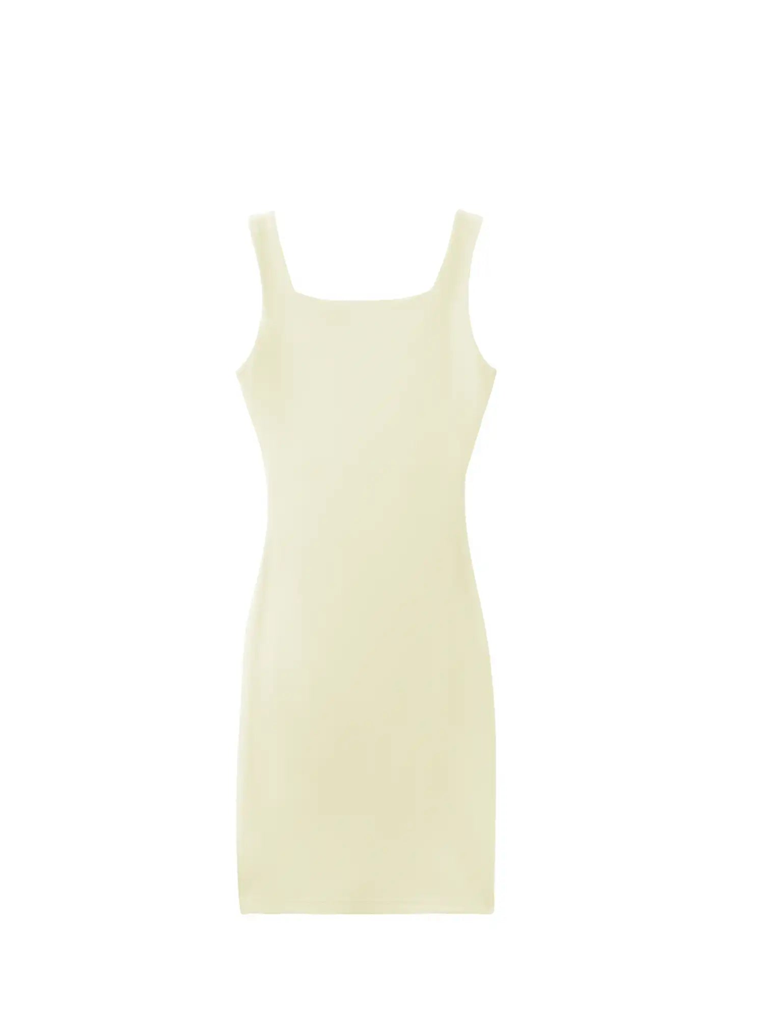 Icy Touch Ruched Side Square Neck Form Fitting Midi Dress