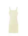 Icy Touch Ruched Side Square Neck Form Fitting Midi Dress