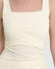 Icy Touch Ruched Side Square Neck Form Fitting Midi Dress