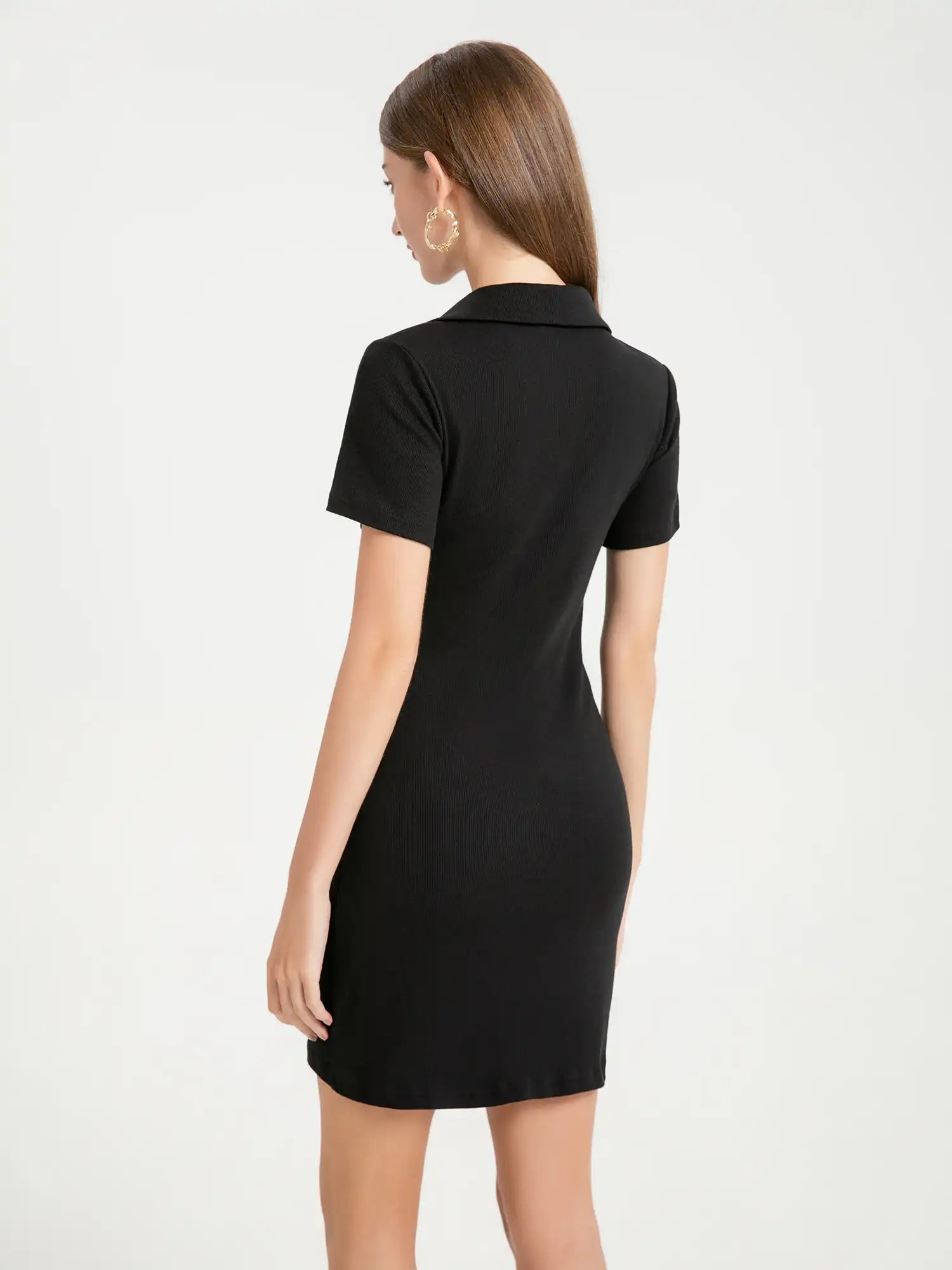 Classic Polo Collar Short Sleeve Minidress