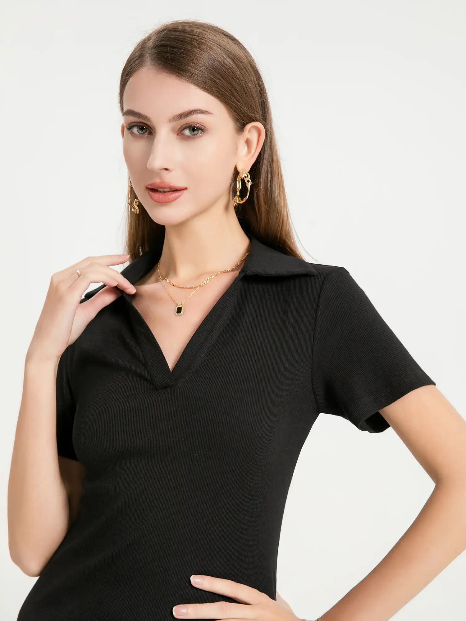 Classic Polo Collar Short Sleeve Minidress
