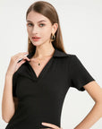 Classic Polo Collar Short Sleeve Minidress