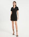 Classic Polo Collar Short Sleeve Minidress
