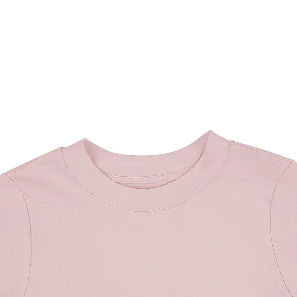 Roundneck Top & Mini Skirt Contrasting Color Casual Set