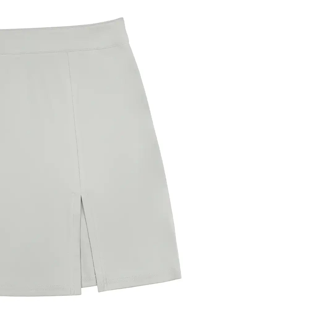 Roundneck Top & Mini Skirt Contrasting Color Casual Set
