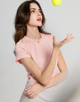 Roundneck Top & Mini Skirt Contrasting Color Casual Set