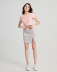 Roundneck Top & Mini Skirt Contrasting Color Casual Set