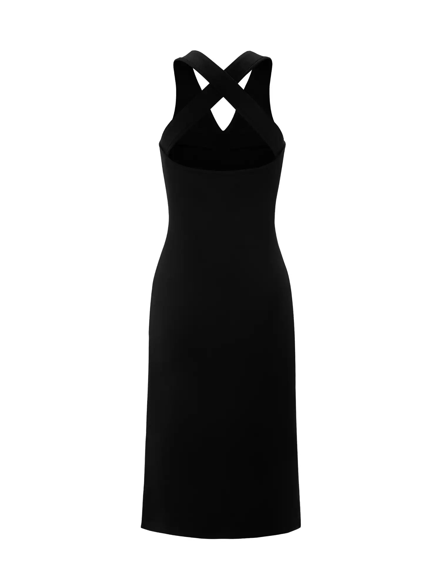 Back cross strap v-neck midi dress