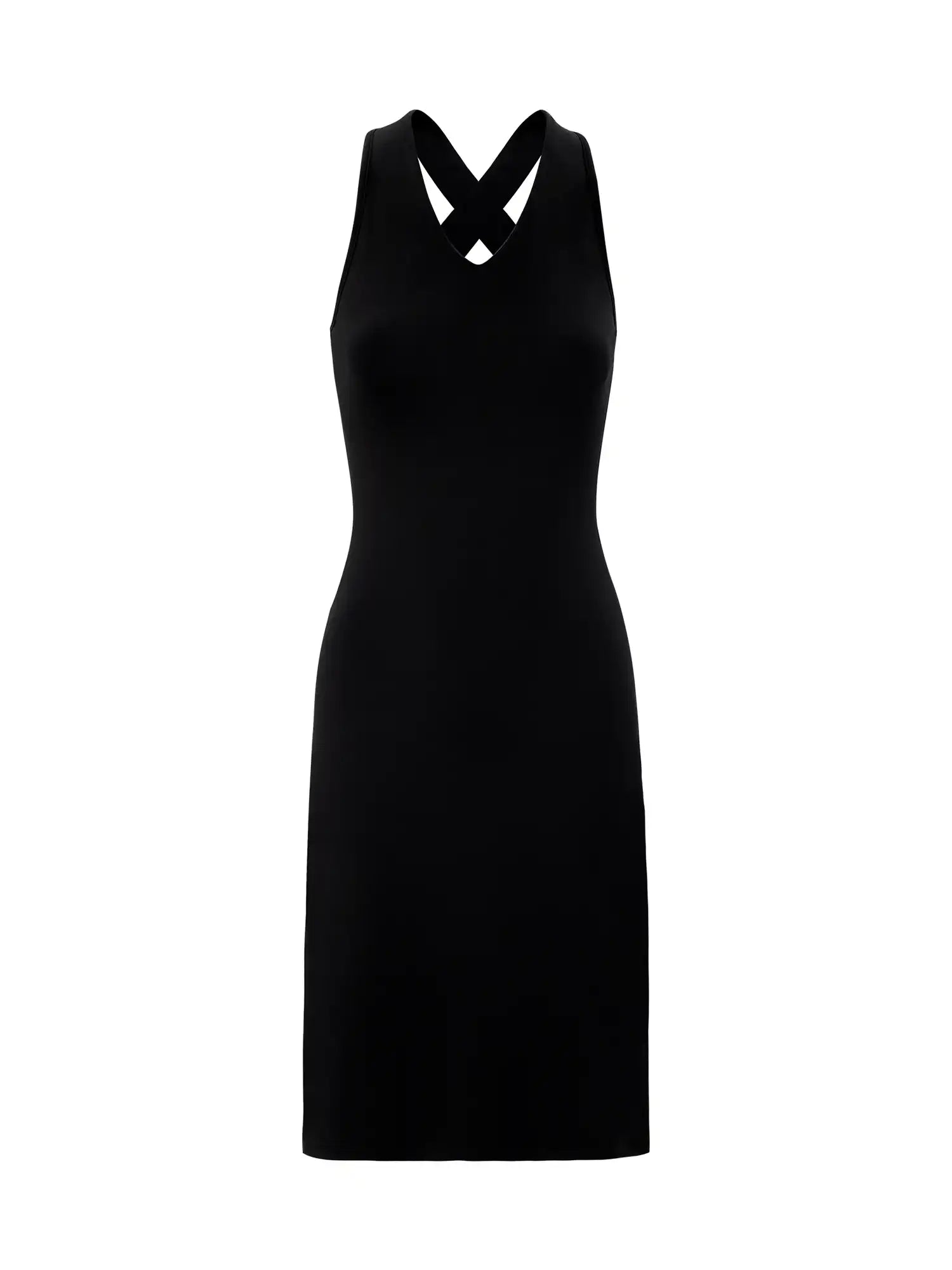 Back cross strap v-neck midi dress
