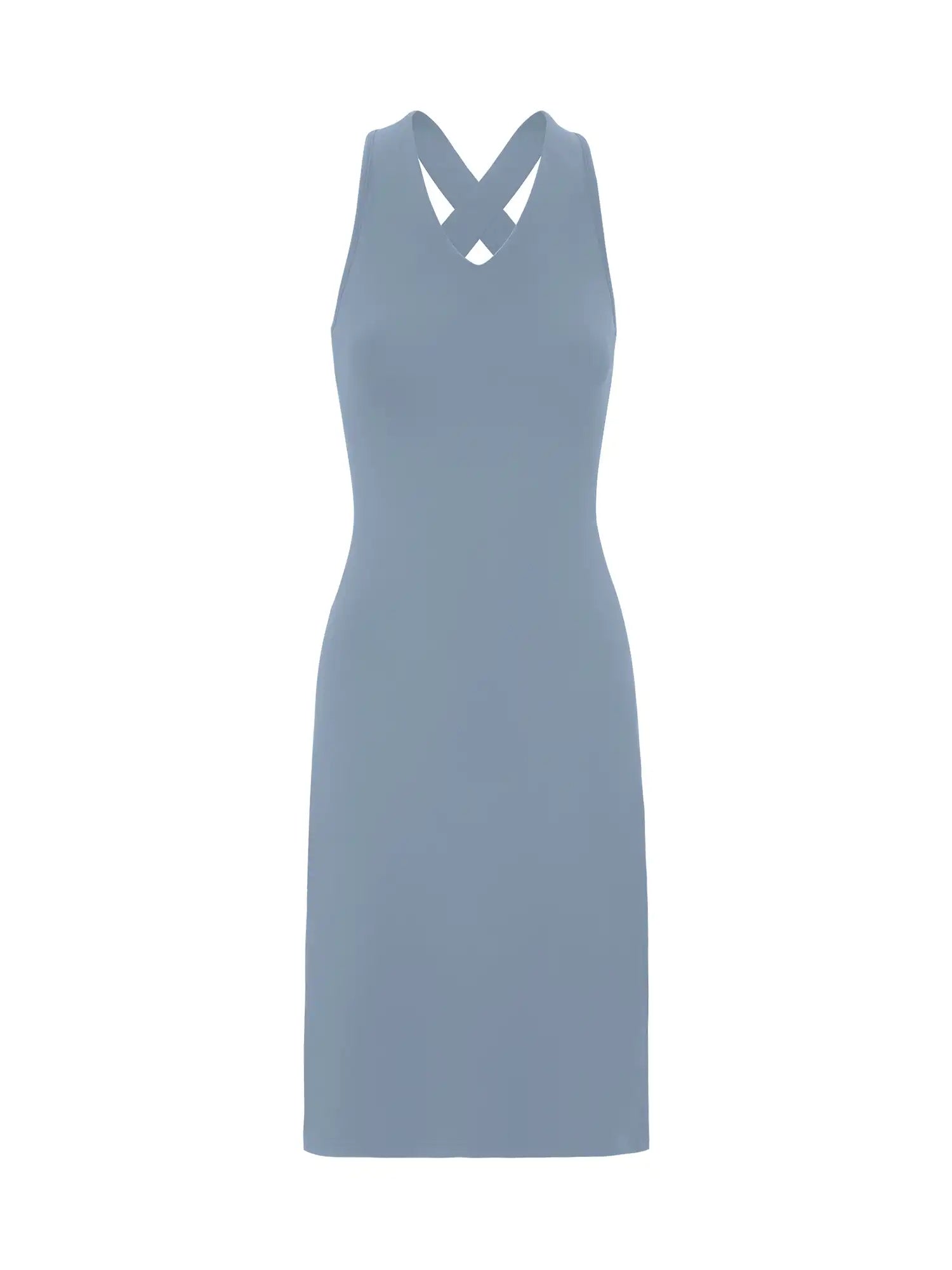 Back cross strap v-neck midi dress