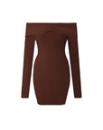 Boat Neck Off Shoulder Mini Dress