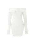 Boat Neck Off Shoulder Mini Dress