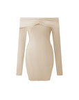 Boat Neck Off Shoulder Mini Dress