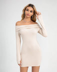 Boat Neck Off Shoulder Mini Dress