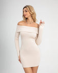 Boat Neck Off Shoulder Mini Dress
