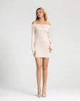 Boat Neck Off Shoulder Mini Dress