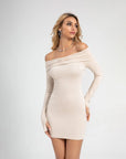 Boat Neck Off Shoulder Mini Dress