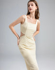 Icy Touch Square Neck Cut Out Midi Dress