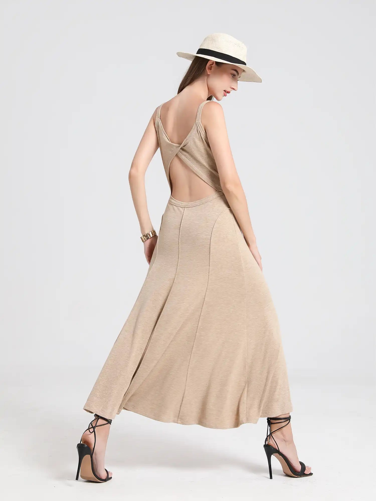 Back Hollow Slip Maxi Dress