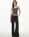 black high-rise wide-leg lounge pants, on model, primary view