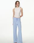 dusty blue high-rise wide-leg lounge pants, on model, styled view