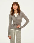 Cashmere-Touch Layered Henley Top | HAE