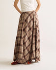 Autumn Plaid Asymmetric Maxi Skirt