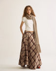 Autumn Plaid Asymmetric Maxi Skirt