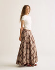 Autumn Plaid Asymmetric Maxi Skirt