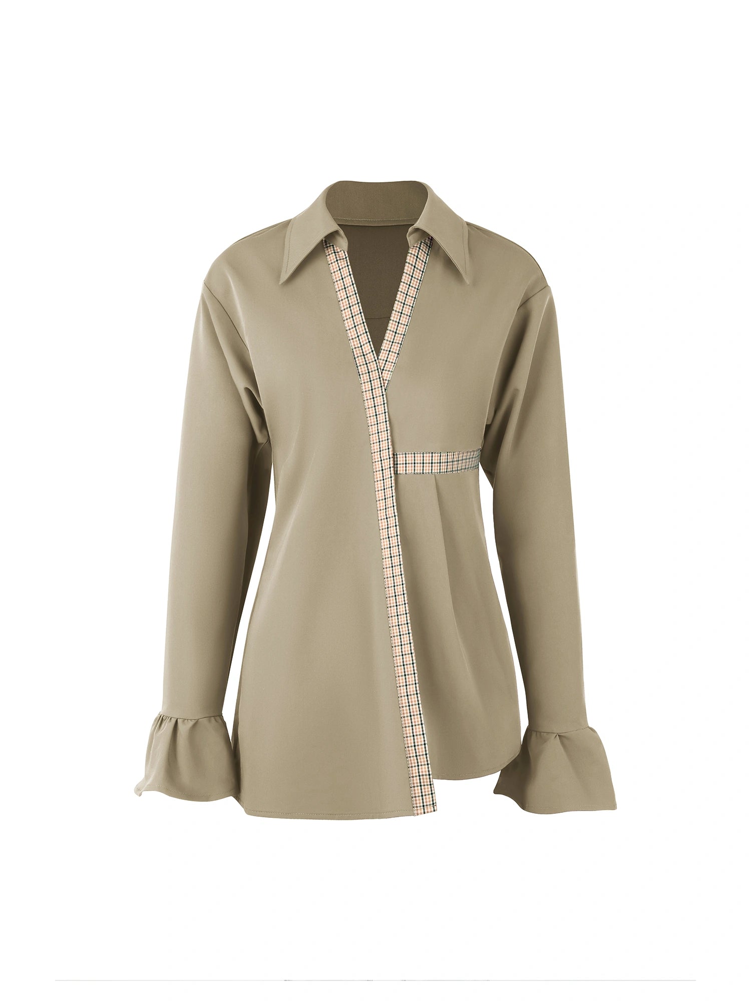 Spliced Fitted Shirt Dress
