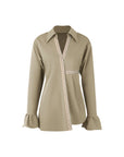 Spliced Fitted Shirt Dress