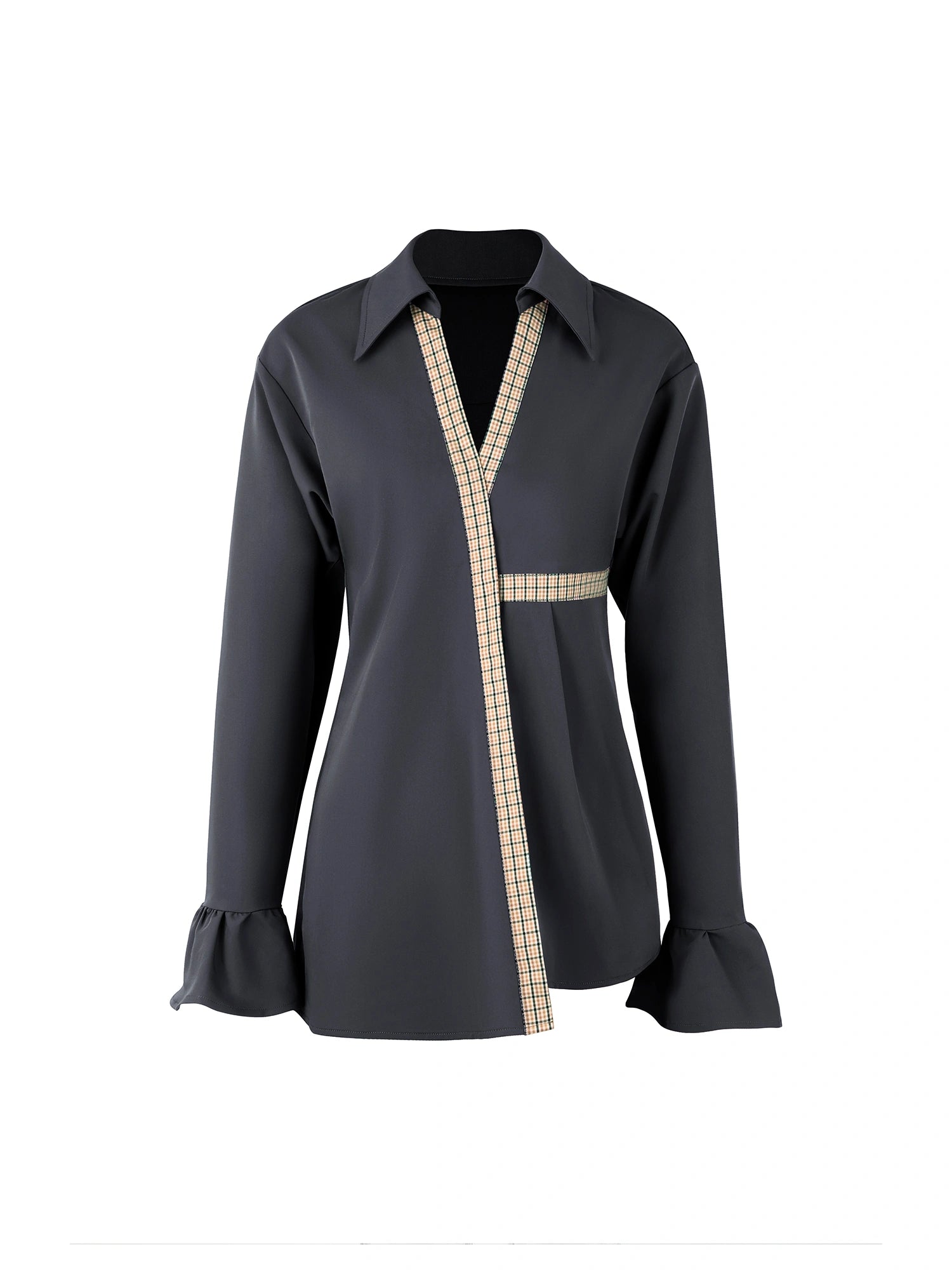Spliced Fitted Shirt Dress