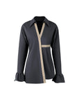 Spliced Fitted Shirt Dress