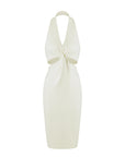 Halter V-Neck Twisted Hollow Midi Dress