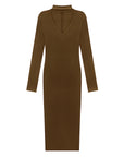 Haltered V-Neck Form Fitting Midi Dress