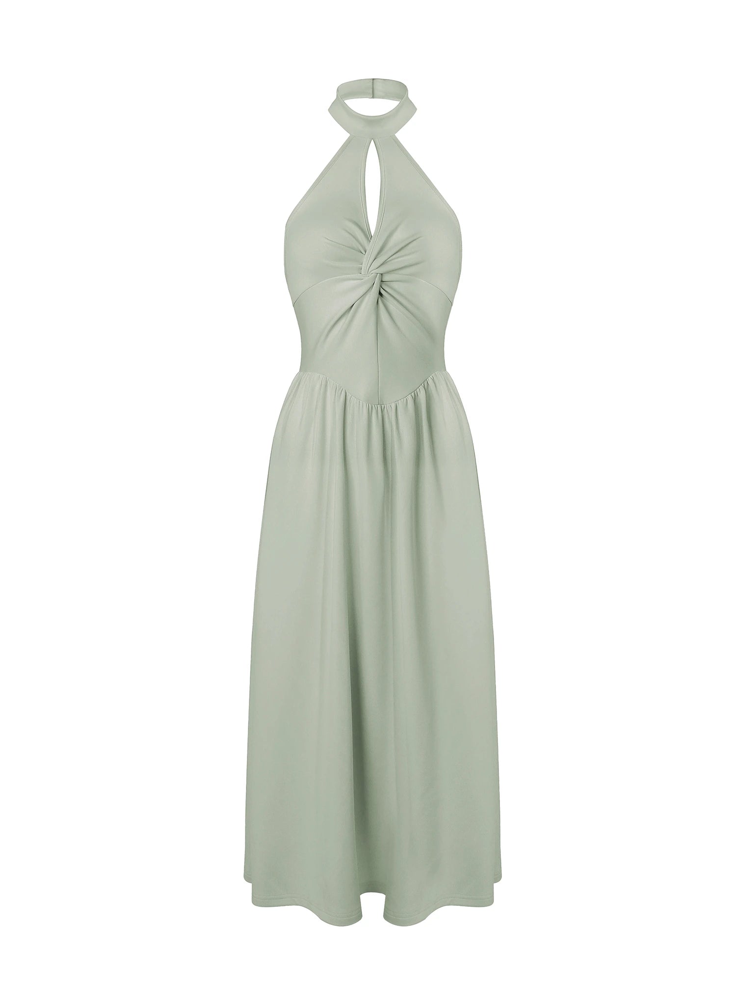 Halter Twisted Swing Hem Maxi Dress