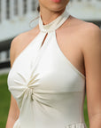 Halter Twisted Swing Hem Maxi Dress