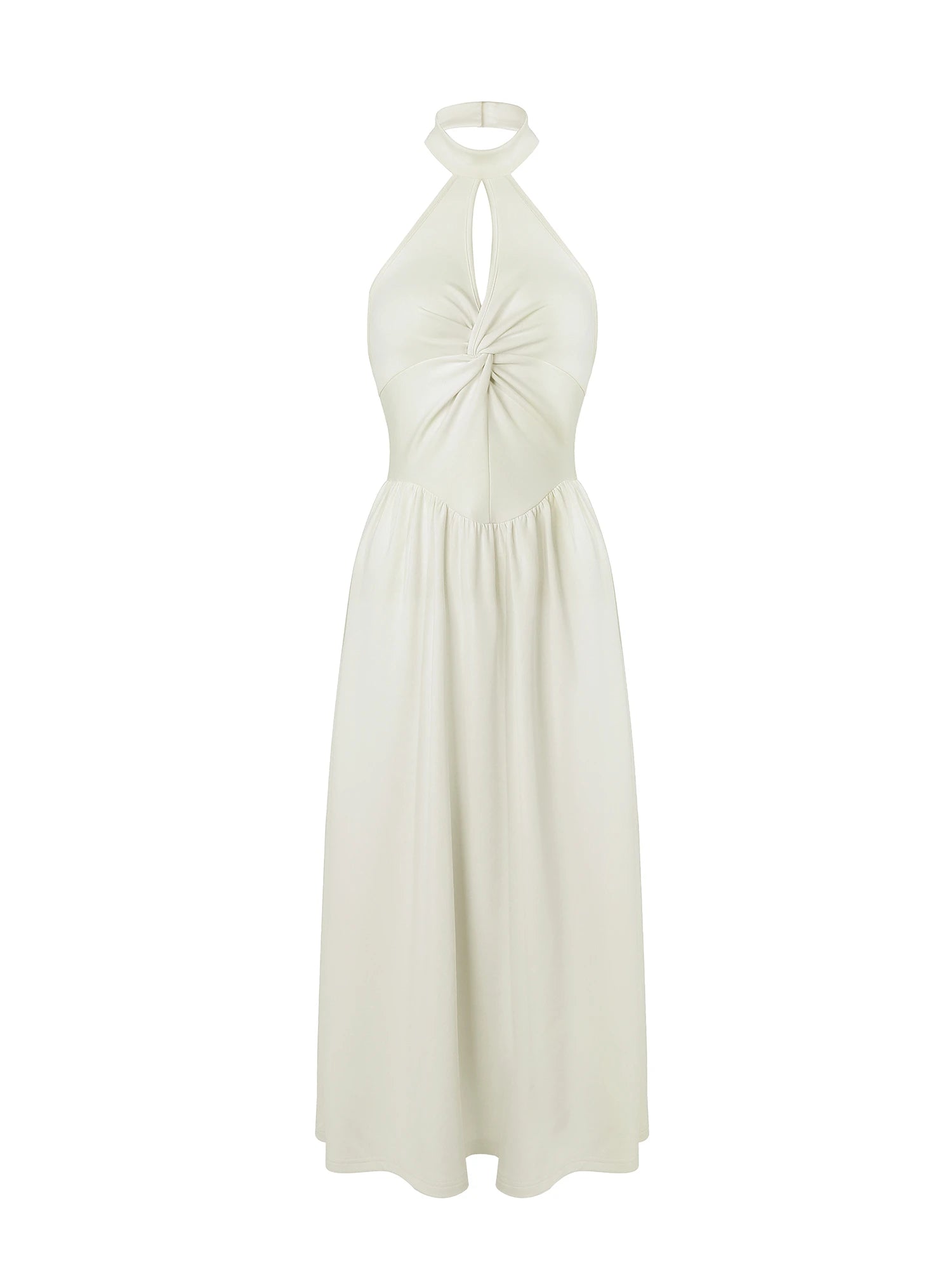 Halter Twisted Swing Hem Maxi Dress