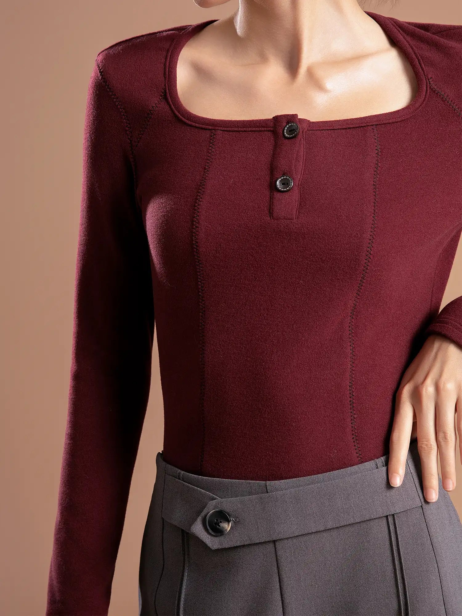 Low Waist Button Casual Trousers
