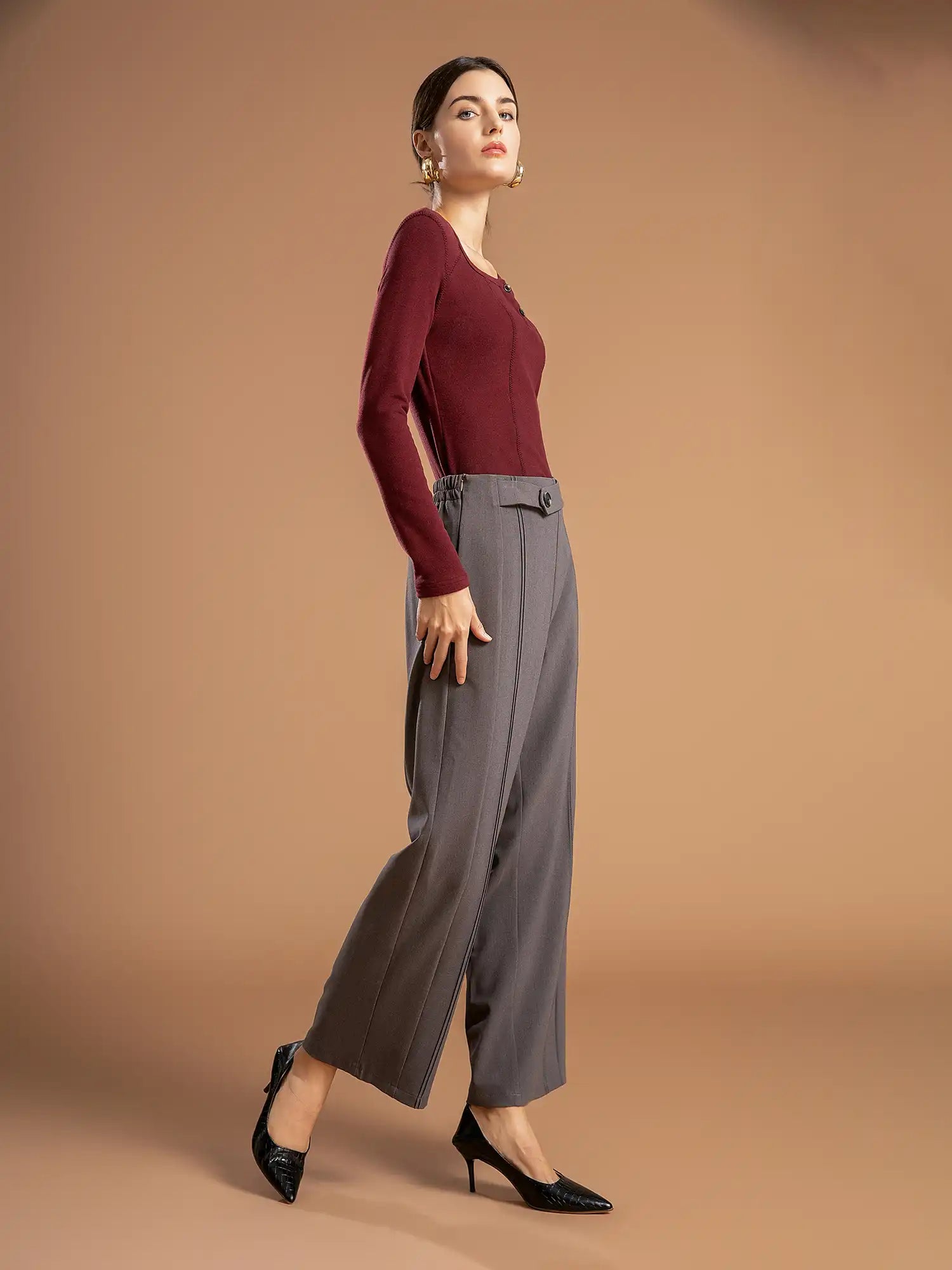 Low Waist Button Casual Trousers