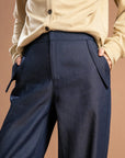 Low Waist Fold Pocket Casual Trousers