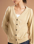 Relaxed Ruched Shoulder Cardigan