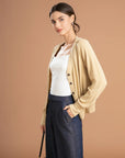 Relaxed Ruched Shoulder Cardigan