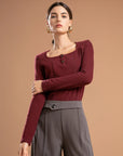 Round Neck Stitch Long Sleeve Top