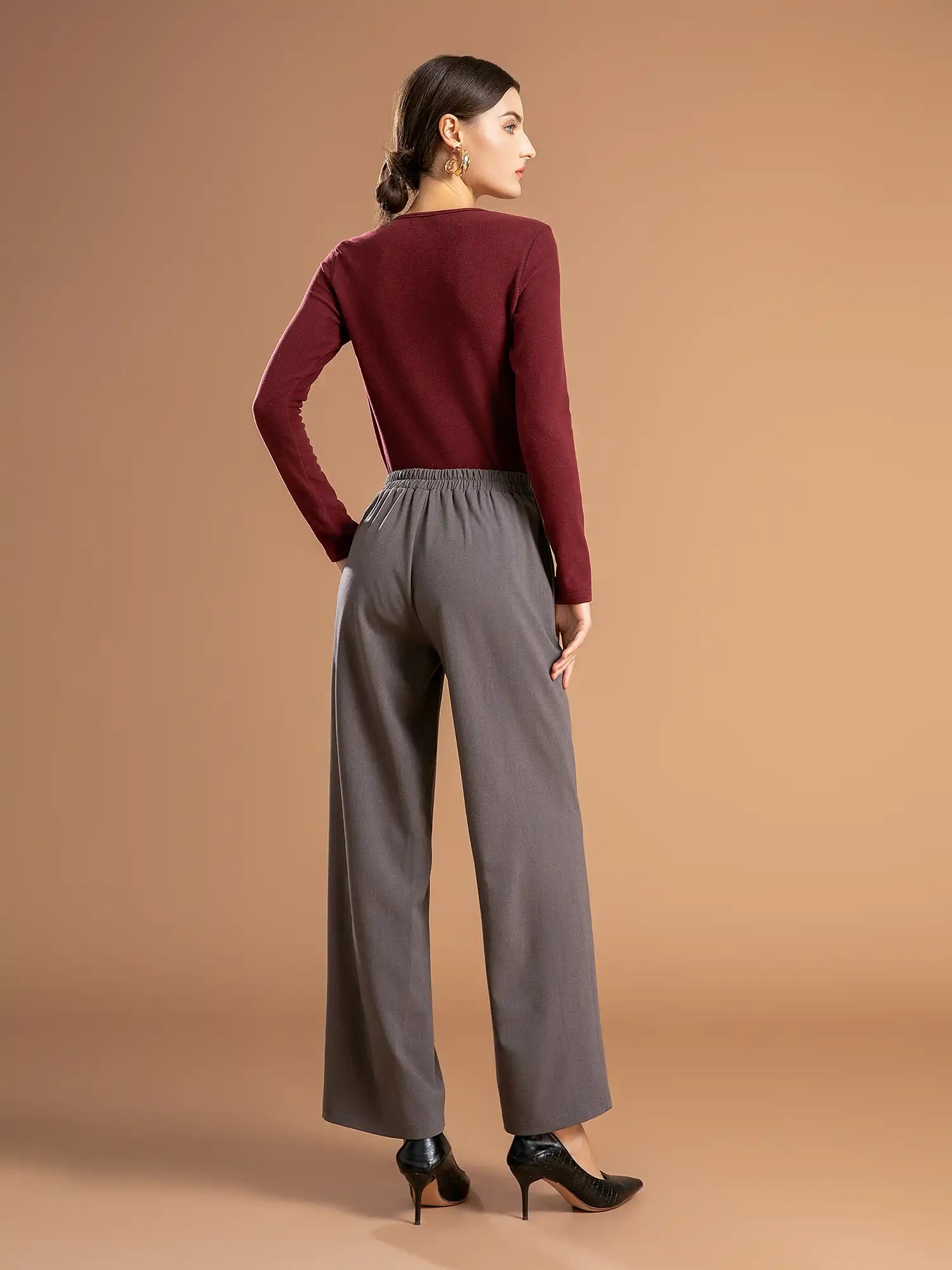 Round Neck Stitch Long Sleeve Top