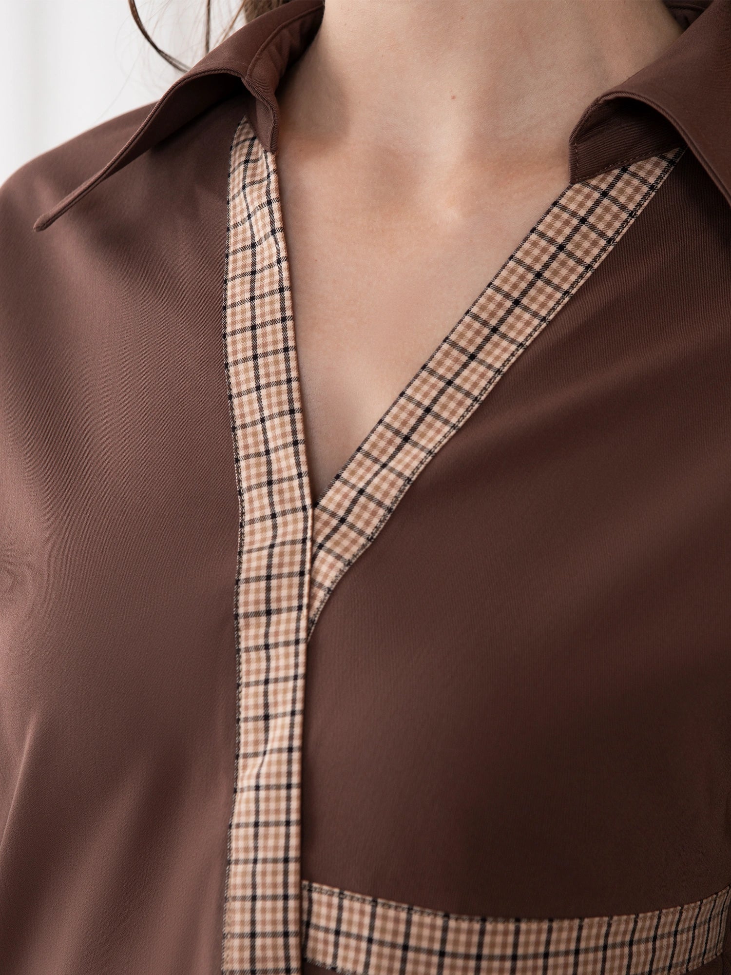 Spliced Fitted Shirt Dress
